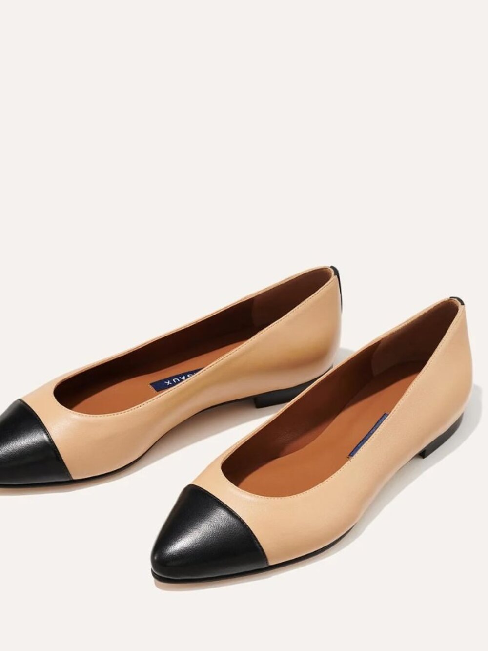 Margaux The Pointe in Dune and Black Nappa, Size 39 Medium (US 8.5-9)